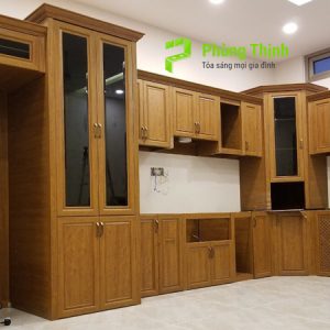 tủ bếp nhôm vân gỗ omega
