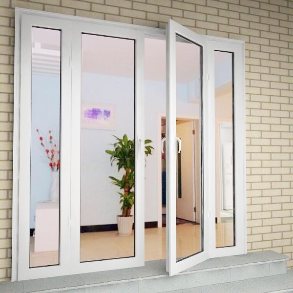 cửa nhôm kính cường lực màu trắng