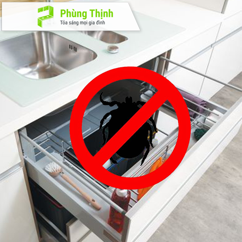 tủ bếp nhôm và gỗ