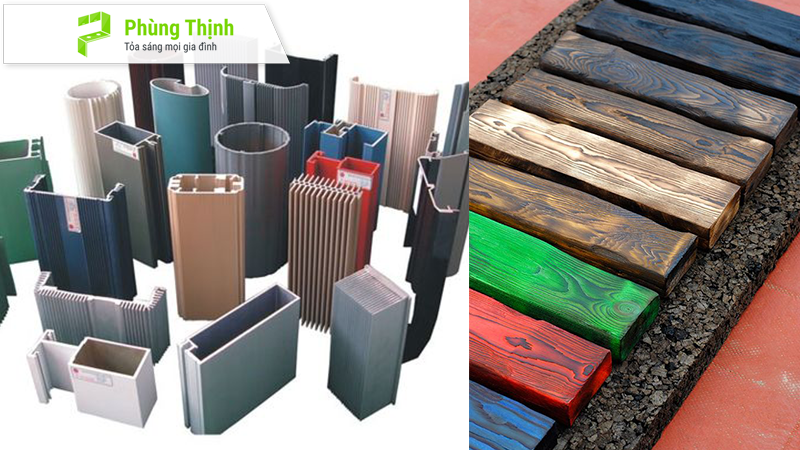 tủ bếp nhôm và gỗ