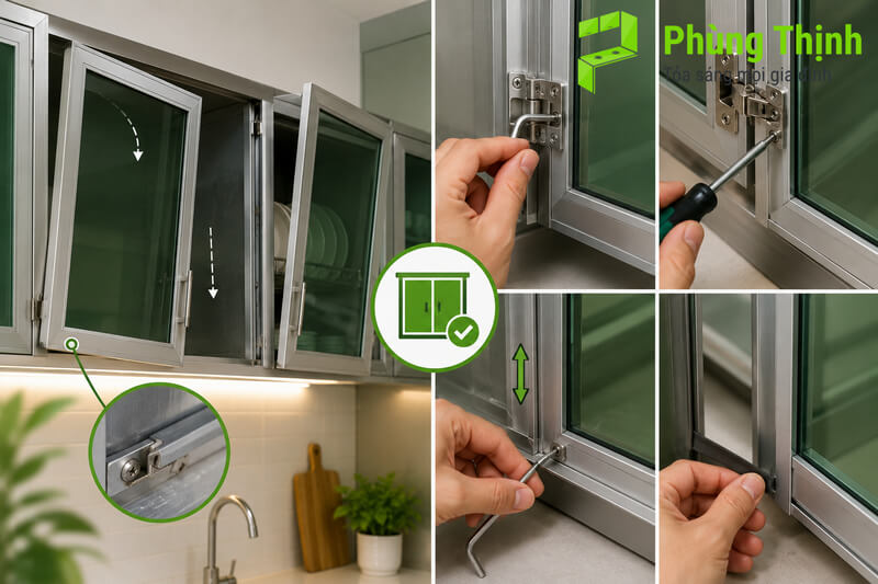 Cách sửa tủ bếp nhôm kính bị xệ, lỏng lẻo và đóng không khít