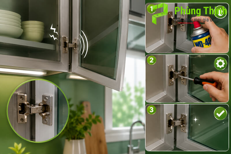 Bản lề phát ra tiếng kêu cọt kẹt khi đóng/mở