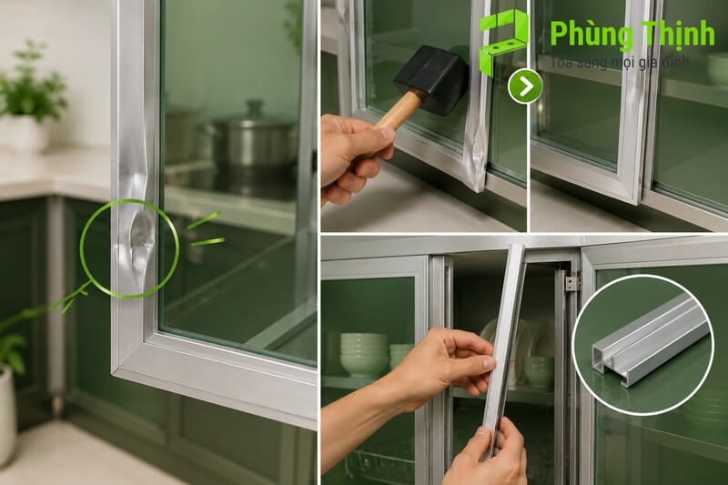 Bề mặt kính tủ bếp bị ố vàng, trầy xước hoặc nứt vỡ