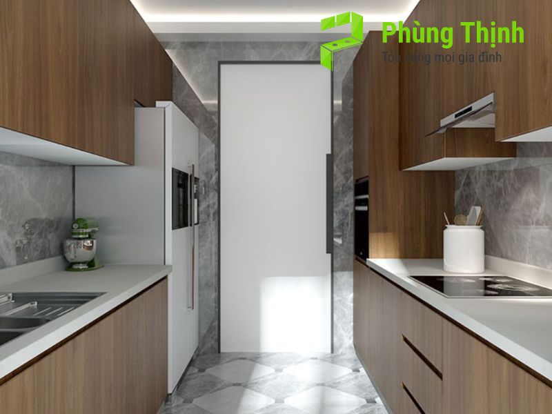 Bếp song song là gì? Đặc điểm của thiết kế bếp hai dãy thẳng