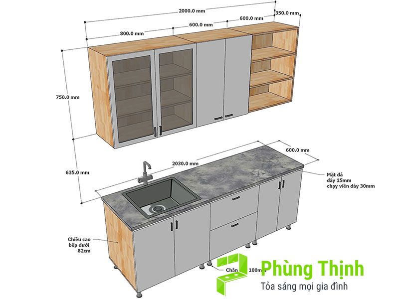 Tư vấn lựa chọn vật liệu và kích thước tủ bếp