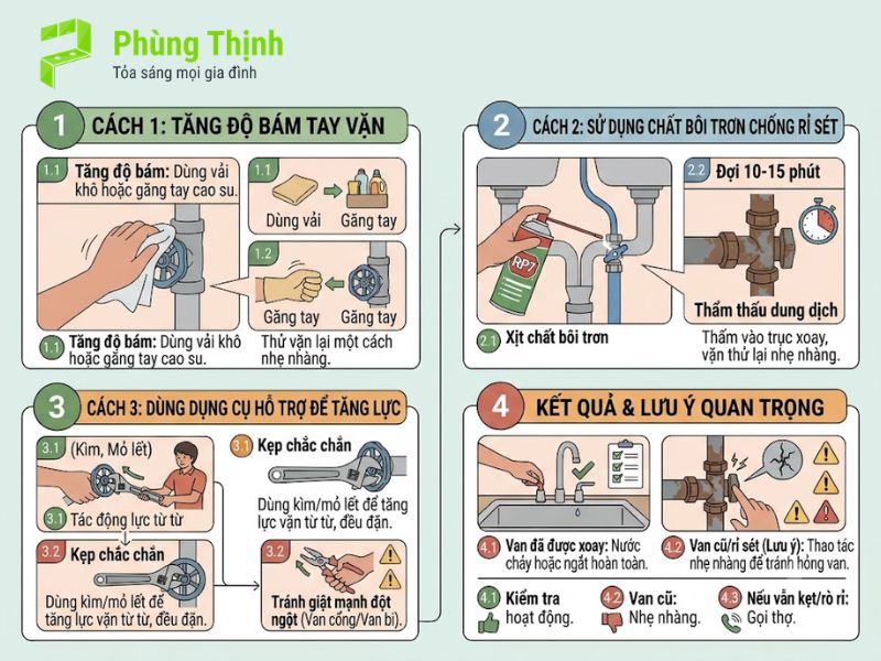 Cách xử lý khi van khóa nước bị kẹt, không vặn được