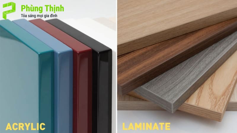 Độ dày cánh tủ bếp acrylic và laminate